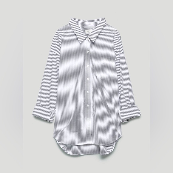 Wilfred free Taupe Stripe Button-Up Shirt - Picture 6 of 10